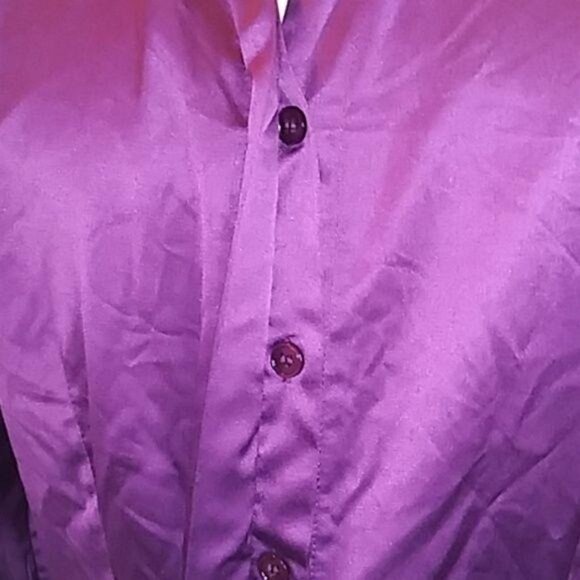 Fred David Womens Size Large Shirt Purple Button-Up Long Sleeve Hidden Closure - Picture 4 of 7